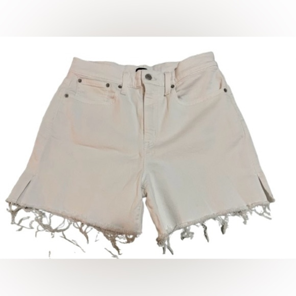 J Crew Women's White Denim Shorts with Frayed Hem Size 29
